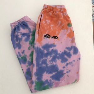 Clare V Lavender Splash Tie Dye Print Sweatpants
